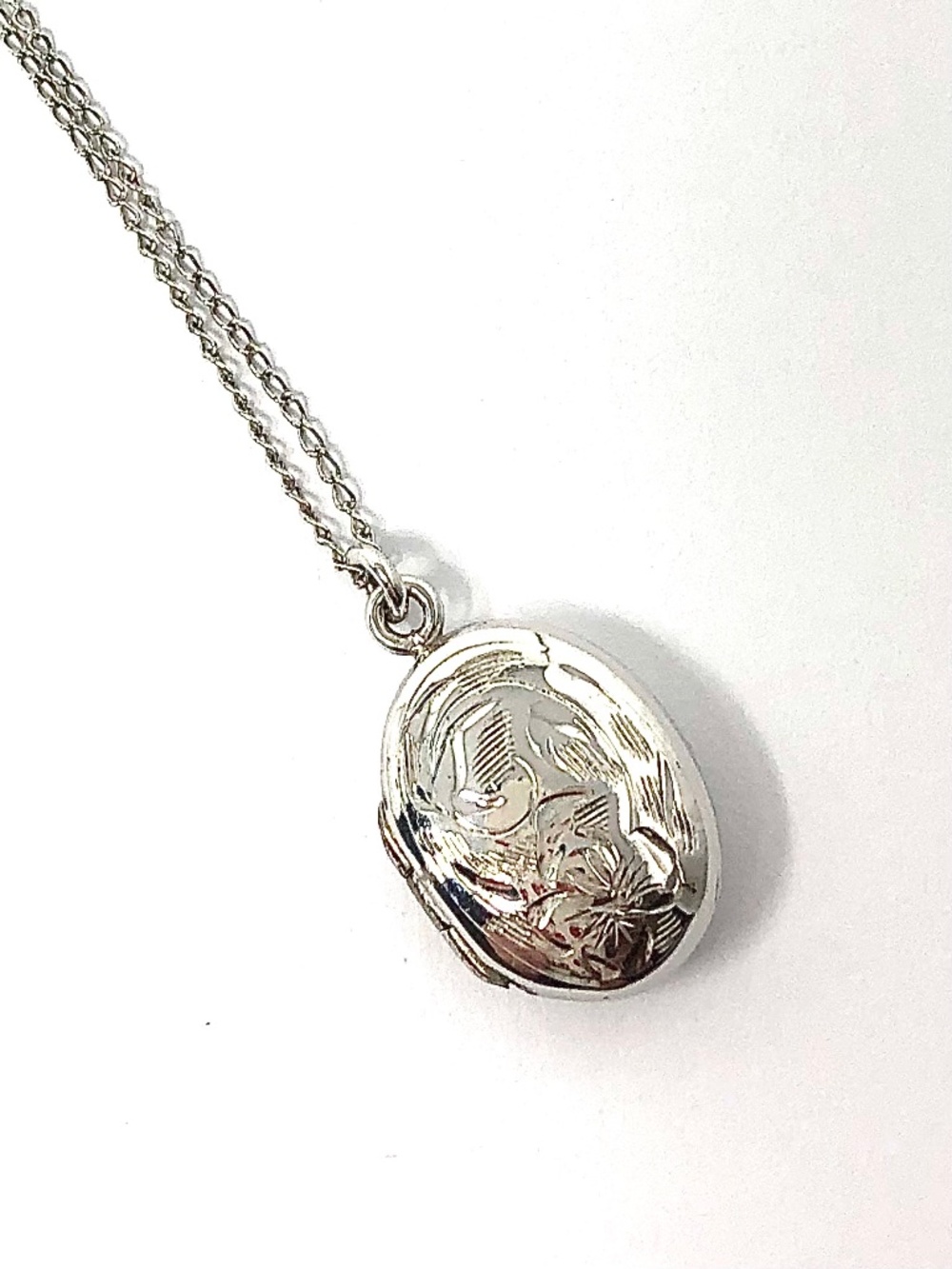 Mid-century sterling silver locket necklace